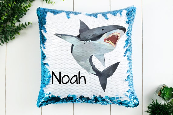 shark sequin pillow