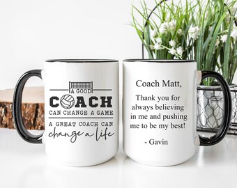 Coach Mug Personalized Volleyball Coach Gift for Volleyball Coach - Coach Appreciation Gift Custom Message - End of Season Gift Idea