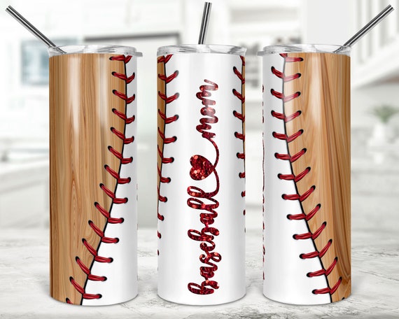 Personalized Baseball Mom Tumbler with Straw