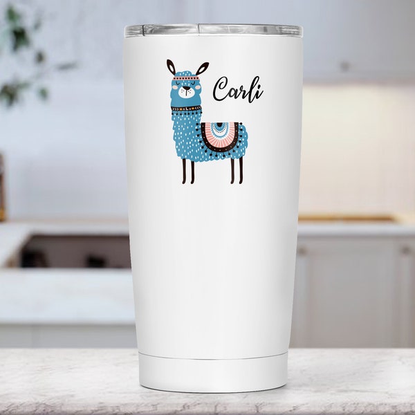 Personalized Llama Tumbler - Custom Llama Gifts for Women - 20 oz Insulated Travel Cup - Smooth Printed Design on Both Sides