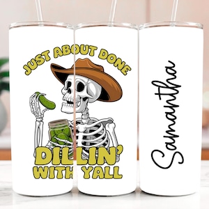 Pickle Gifts Personalized Just a Girl Pickle Tumbler Funny Pickle Lover Gift for Her 20 oz Insulated Travel Cup