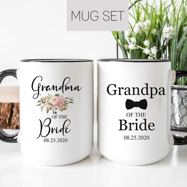 Grandparents of the Bride Gift Personalized Wedding Mug Set- Ceramic Coffee Cups Available in Two Sizes