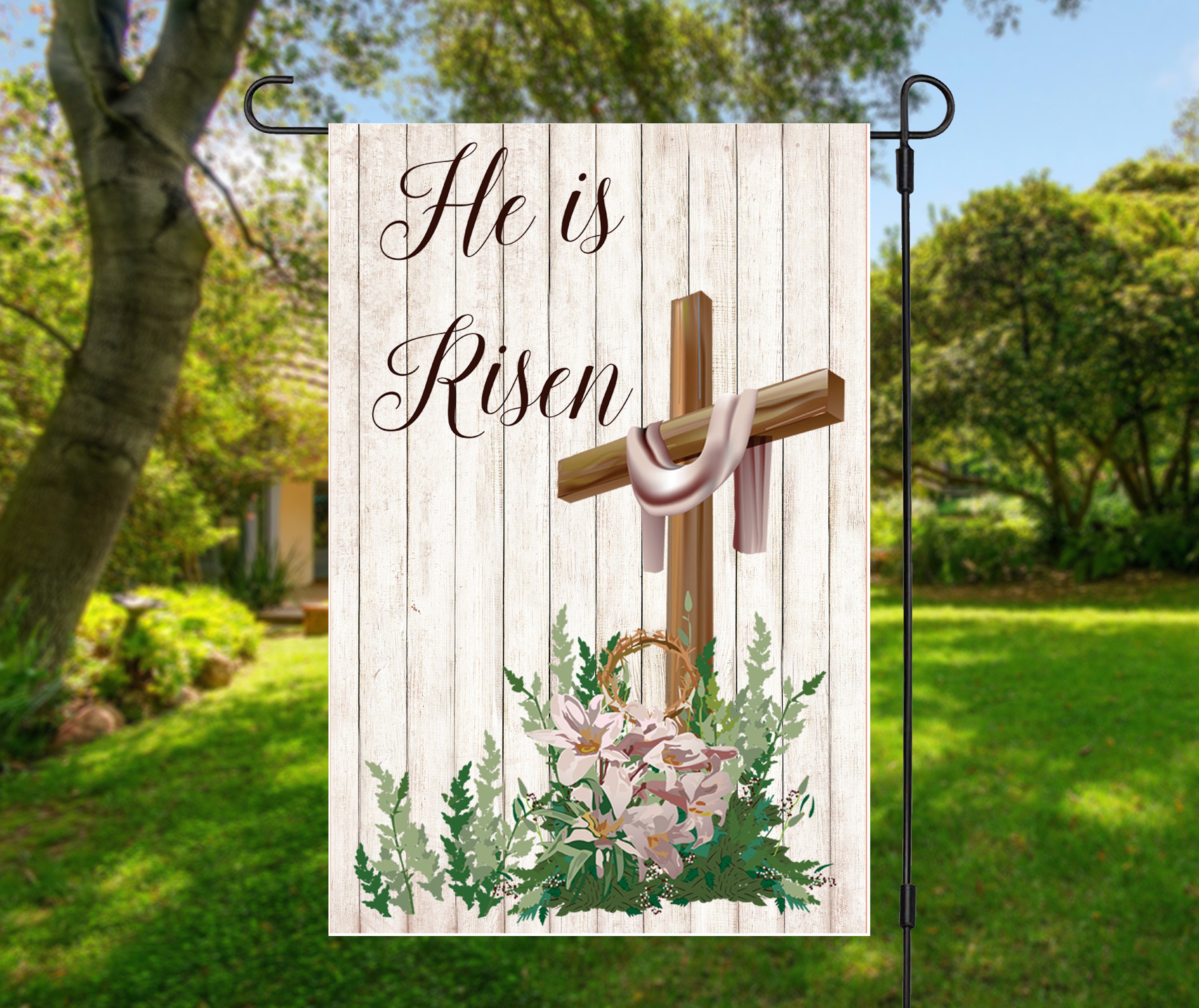 Easter Garden Flag Christian Yard Flag Spring Outdoor Flag Etsy