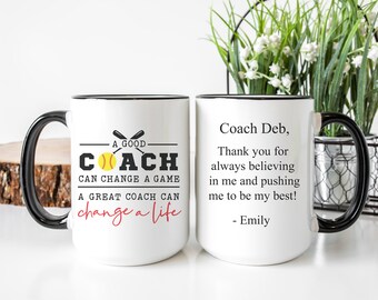 Coach Mug Personalized Softball Coach Gift for Softball Coach - Coach Appreciation Gift Custom Message - End of Season Gift Idea