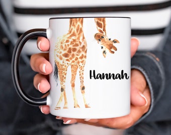 Giraffe Gift - Giraffe Mug Personalized with Name - Cute Coffee Mug - Giraffe Lover Present - Birthday Gift Idea - Smooth Printed Design