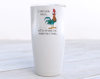 Travel Cup Funny for Coworker - Sarcastic Tumbler with Saying - Rooster Design on Both Sides