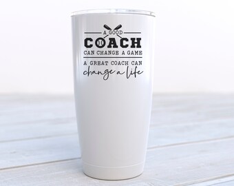 Personalized Baseball Coach Travel Cup with Lid - 20 oz Insulated Stainless Steel Tumbler - Custom Thank You Message Available