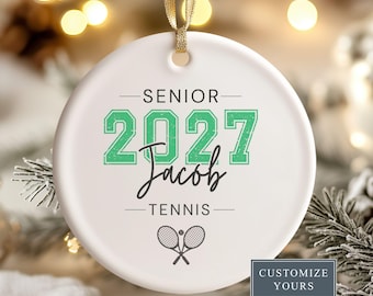 Personalized Senior Tennis Ornament 2027 Custom Tennis Graduation Ornament Class of 2027 Tennis Player Keepsake Gift