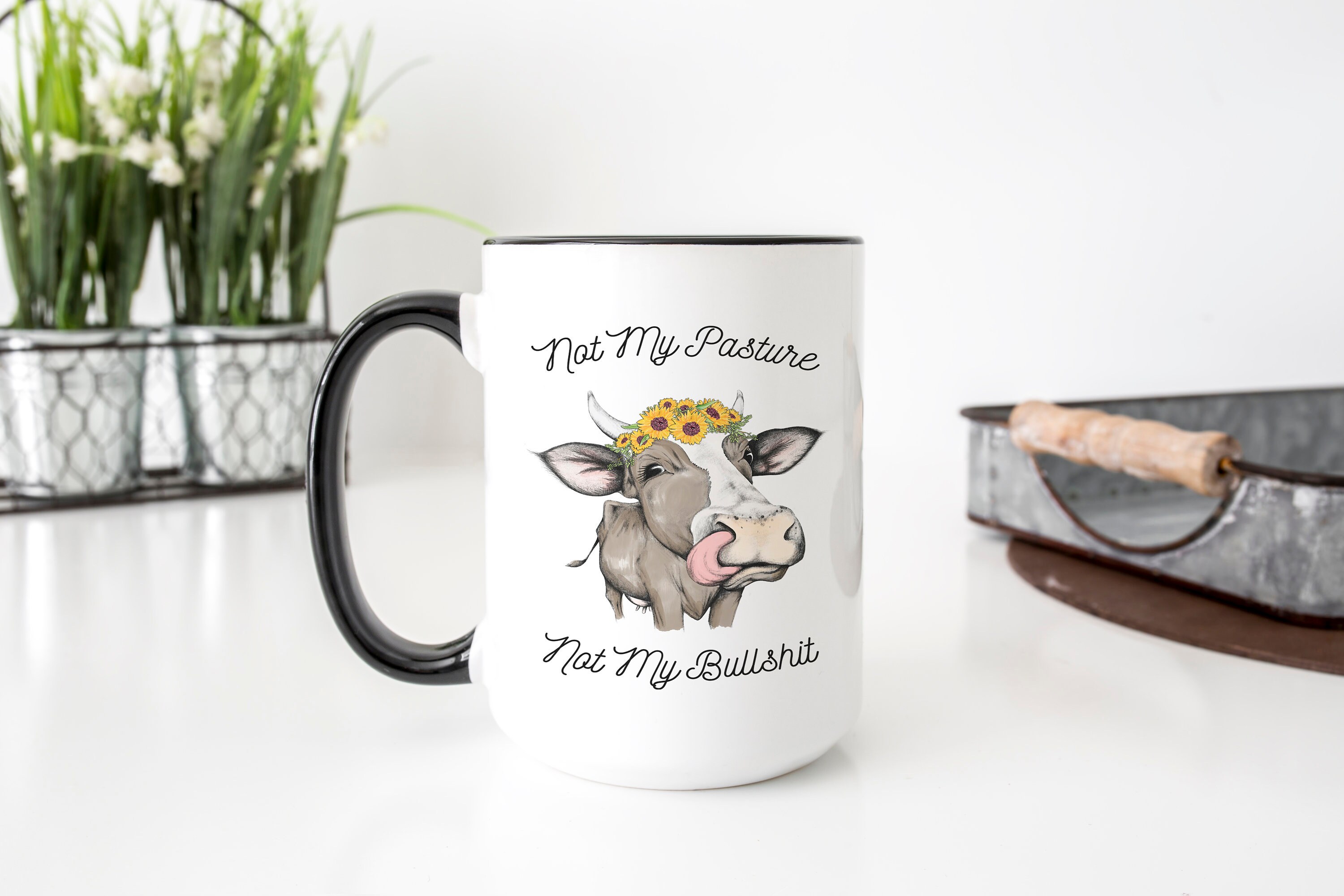 Not My Pasture Cow Mug Cow Gifts for Her Funny Mugs with Etsy