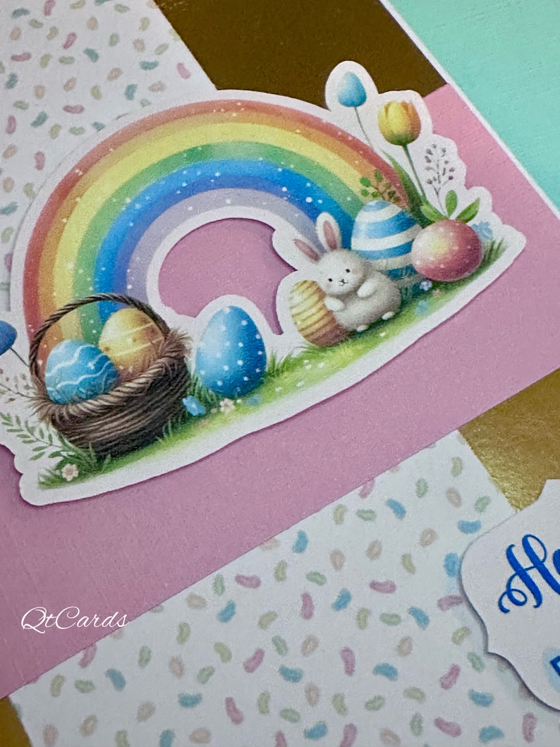 Rainbow, Jelly Beans and a Rabbit Easter card immagine 5