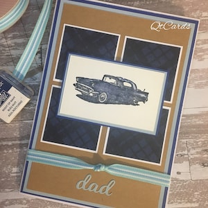 Blue Plaid and Classic Car Father’s Day Card - Etsy