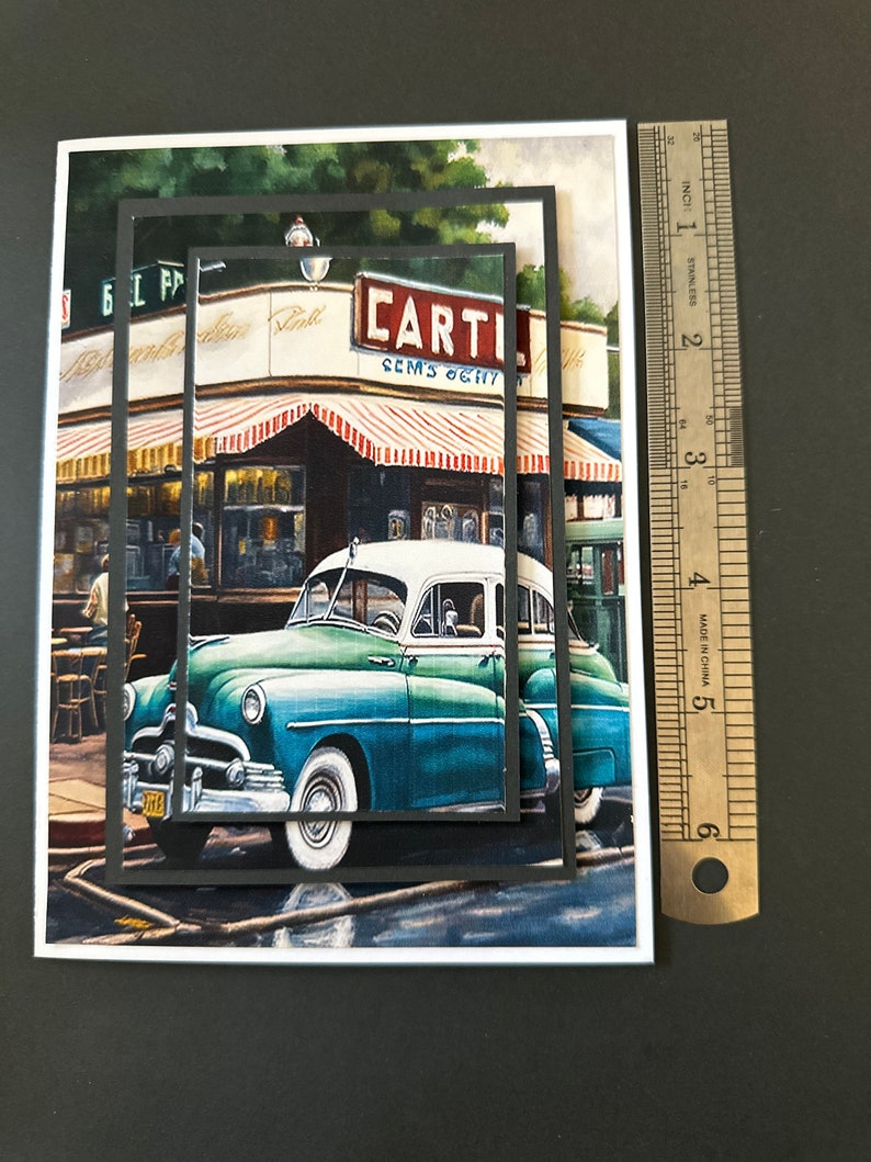 Multiple layered classic car Fathers Day card image 6