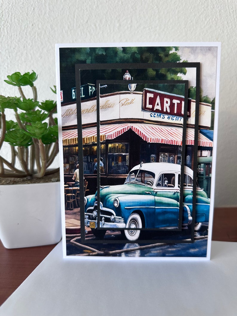 Multiple layered classic car Fathers Day card image 1