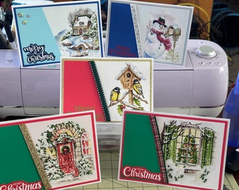 Pack of five Christmas cards, traditional themed