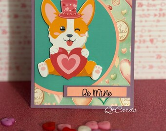 Corgi with a top hat Valentine’s Day card