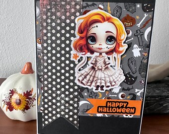 Little Corpse Girl Halloween card