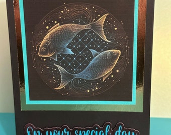 Sophisticated Pisces birthday card