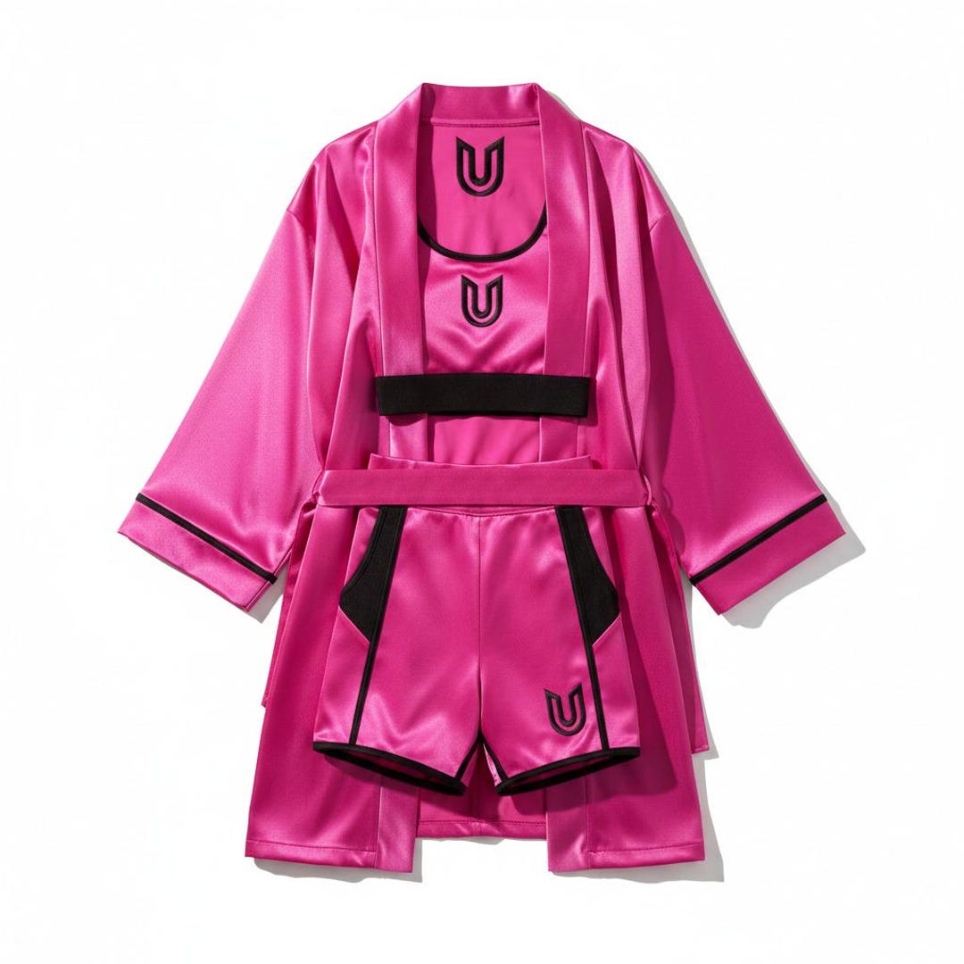 Athletic Robe Pink Athletic Robe Set, Kimono Style Lounge Wear, Workout Cover Up - Etsy