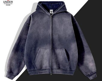 Stone Wash Oversized Zip up Hoodie - Etsy