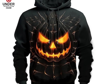 Gruseliger Kürbis Grafik Hoodie: Halloween Party Sweatshirt