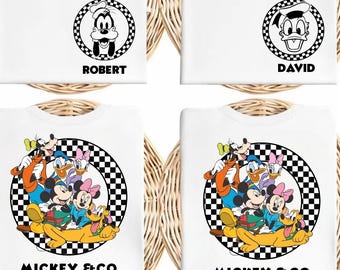 Comfort Colors Retro Mickey Minnie Shirts, Disney Family Vacation Tees, Custom Disney Trip Shirt, Checkered Mickey Shirt