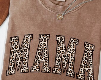 Comfort Colors® Leopard Mama Shirt, Mothers Day Gift, Mom Shirt, Retro Mama Shirt, Gift For Mom, Mama Shirt, Leopard Mama T-Shirt