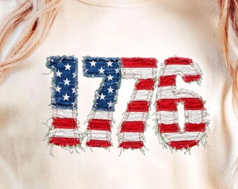 1776 Patriotic Shirt, American Flag Patchwork Tee, 4th of July Shirt Women, USA Independence Day Shirt, Vintage Distressed Flag Graphic Tee