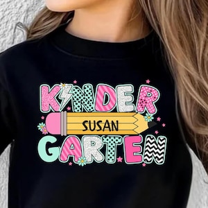 Personalized Kindergarten Tshirt Girls Custom Kids Name Back To School Shirt Toddler Kid Kindergarten Shirt With Name Kindergarten Girl Gift