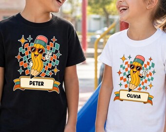 Personalized Pencil Shirt for Kids, Custom Back to School Teacher Student Tee, First Day of School Shirt, Cute School Pencil Gift, Name Shir