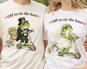 Wedding Frogs T-Shirt, Couple's "Off to Tie the Knot" Tee, Funny Engagement Gift