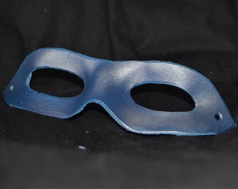 Silver blue leather superhero mask