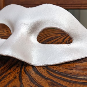 Pearl white leather masquerade mask