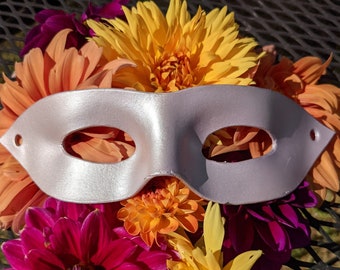 Pearl white leather superhero mask