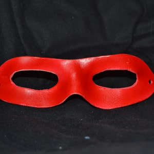 Red leather superhero mask image 2