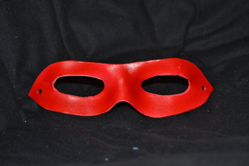 Red leather superhero mask image 2