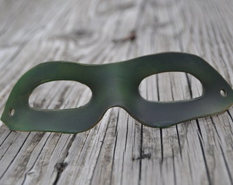 Dark green leather superhero mask