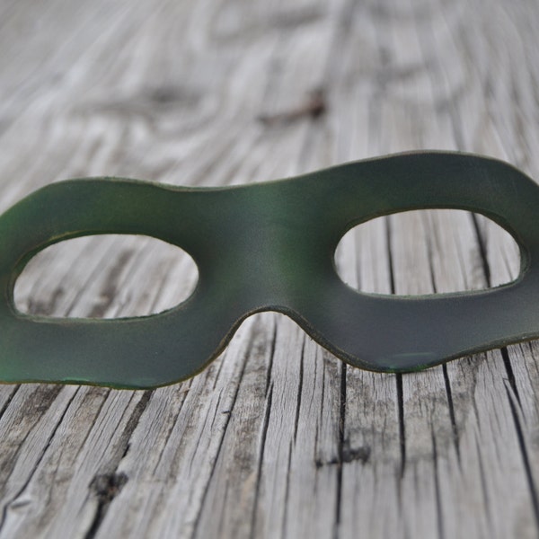 Dark green leather superhero mask