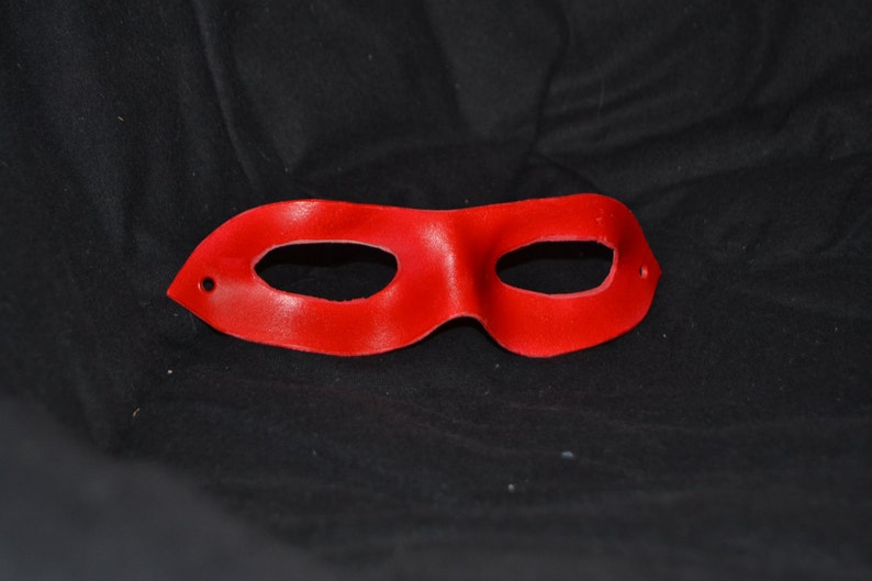 Red leather superhero mask image 1