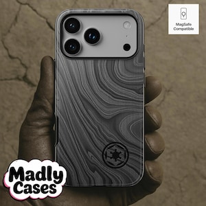 iPhone 17 Case – Metallic Beskar Wars MagSafe Cover | Star-Inspired Silver Armor for iPhone 17, 16, 15 Pro Max, Air, Samsung S25-24 | gift