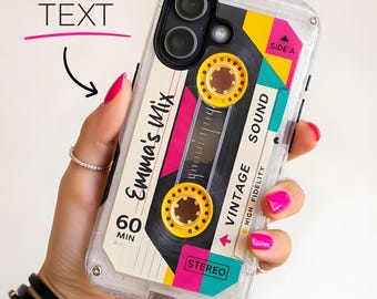 Retro Cassette Tape iPhone 17 Case – Custom Mixtape Phone Case, Personalized Music Tape Gift for Mom, Sister or Best Friend