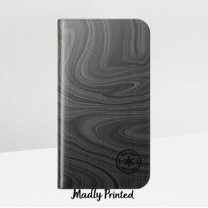 Beskar Star Wars Inspired Wallet Case – Imperial Silver Mandalorian Flip Cover for iPhone 16 Pro Max, 15 Plus, 14, Samsung Galaxy