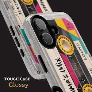 Retro cassette tape iPhone case with personalized mixtape design