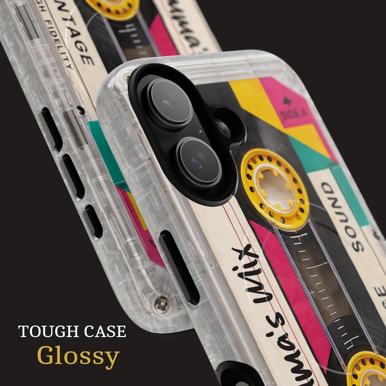 Retro cassette tape iPhone case with personalized mixtape design