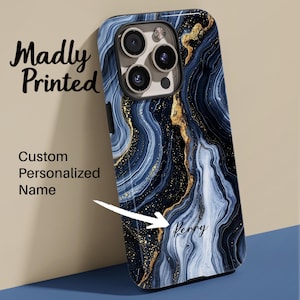 Black Marble Phone Case, Blue Marble iPhone 16 Case, Marble Pixel 9 Pro Case, s24 Plus Marble Phone Cover, Luxurious Phone Case Design
