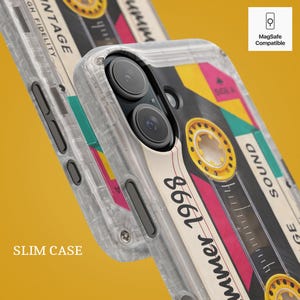 Vintage cassette tape phone case with custom name design