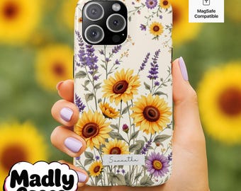 Wildflower Sunflower Phone Case: Boho Floral MagSafe Cover