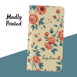 Vintage Peony Blossom Custom Flip Wallet Phone Case for iPhone 16 Pro Max, 15 Plus, 14, 13, 12, 11, XS and Samsung s21 and S22
