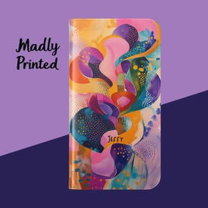 Custom Name Abstract Color Wallet Phone Case for iPhone 16 Pro Max, 15 Plus, 14, 13, 12, 11, XS. Iphone wallet case, Iphone flip case