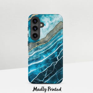 Black Marble Phone Case, Blue Marble iPhone 16 Case, Marble Pixel 9 Pro Case, s24 Plus Marble Phone Cover, Luxurious Phone Case Design