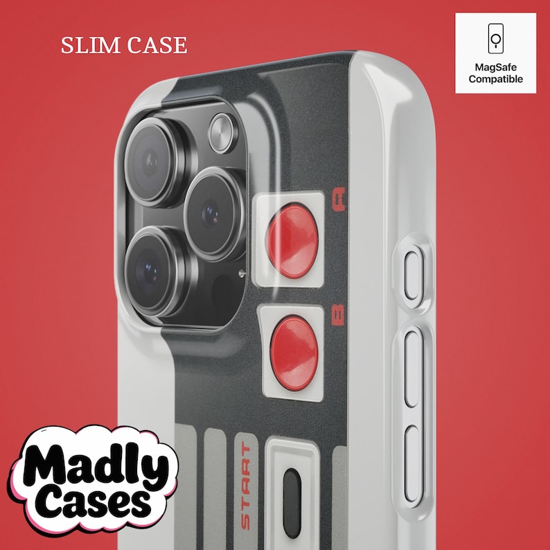 Vintage NES style gamer phone case close up